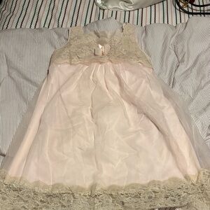 Elegant Sabrina Carpenter Pink and Cream Babydoll Lace Dress